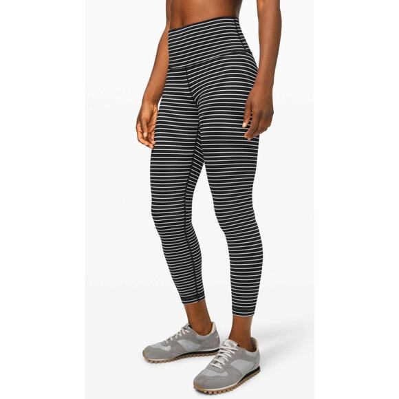 Lululemon Wunder Under High-Rise Tight 25" Luxtreme Parallel Stripe Black White - Picture 4 of 12